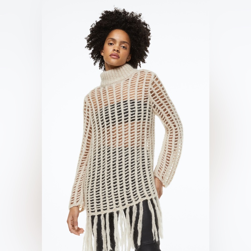 H&M Mohair Wool Fringe Sweater Dress
